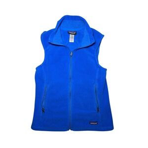 Patagonia Synchilla Full Zip Fleece Vest Womens Medium Blue Mock Neck